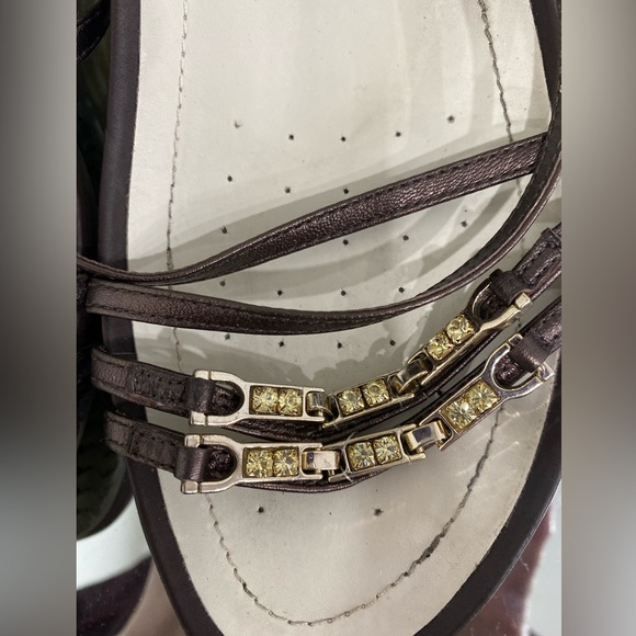 Geox Respira Brown Leather Sandals Gold Tone Hardware size 9.5/ 10 US - Picture 8 of 13